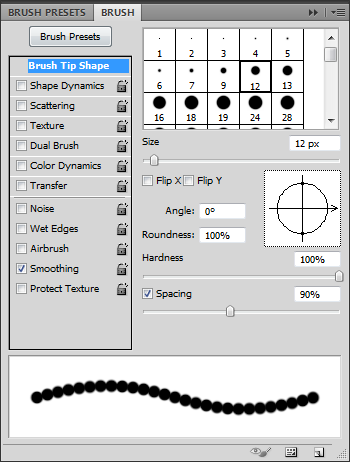 The brush panel is open.