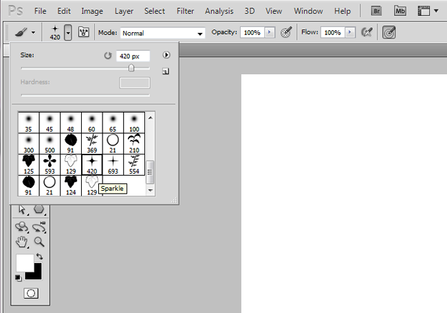Select your brush using the brush menu